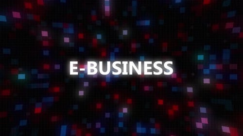Futuristic E-Business Text Reveal with Digital Grid Background