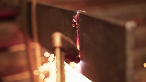 Close Up of Flame Cutting Metal