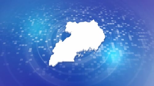 Uganda Map Outline Reveal In Digital Background