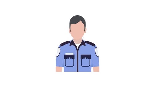 Flat Design Uniformed Character Appearing Animation