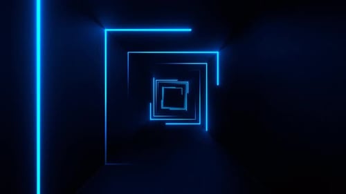 Blue Seamless Neon Squares Tunnel Background Vj Loop In 4K