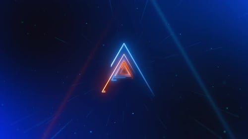 Abstract Neon Glowing Triangle Tunnel Digital Loop Background