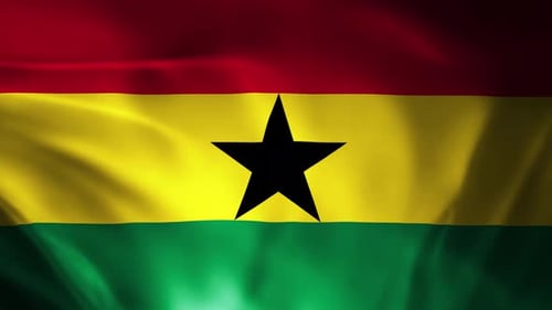 Ghana National Flag Waving in Realistic Fabric Animation
