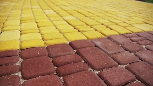 Colored Paving Stones in a Park in Motion