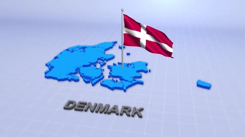 Denmark Map With Flag