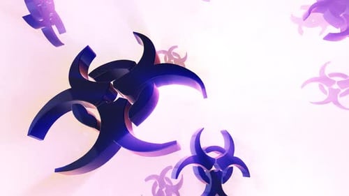 3D Biohazard Symbol Rotating with Glow Animation