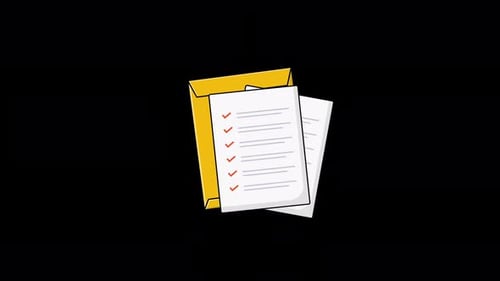 Animated Envelope with Documents. Business Document Concept Video - Transparent