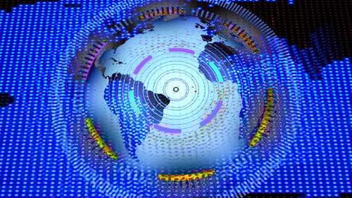 Futuristic Digital Earth Globe with Data Network Animation