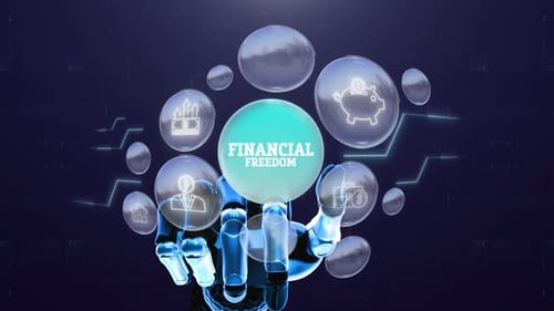 Futuristic Robotic Hand Revealing Financial Freedom Concepts
