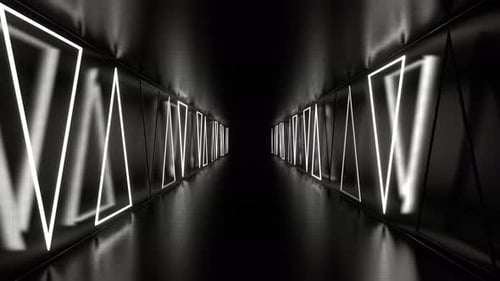 White Side Neon Strobe Triangles In Tunnel Background Vj Loop In 4K