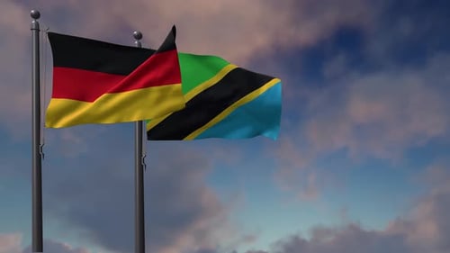 Waving Flags of Germany and Tanzania