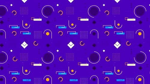 Memphis Style looping geometric background pattern