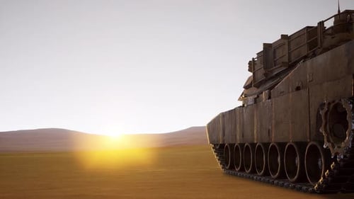 Military Tank Operational Display In A Desert Environment