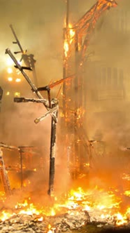 Las Fallas in Valencia Where the Paper Mache Statues are Burned in Vertical