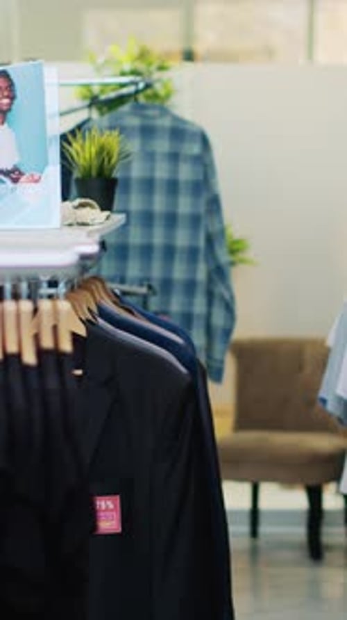 Clothing Rack with Sale Items in Retail Store