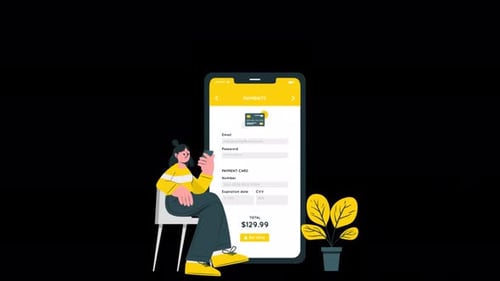 Payment İnformation And Sitting Girl Alpha Channel 4K