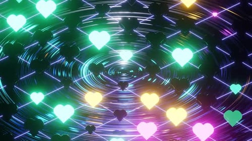 Yellow And Turquoise And Pink Heart Stroboscope Background Vj Loop In 4K