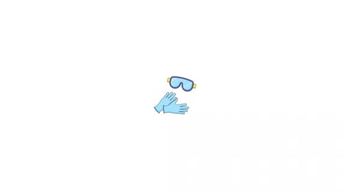 Animated Safety Goggles and Protective Gloves Icon