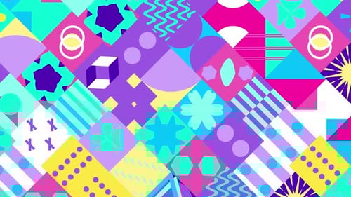 Seamless Pattern Of Pop And Colorful Abstract Geometric Animated Shape