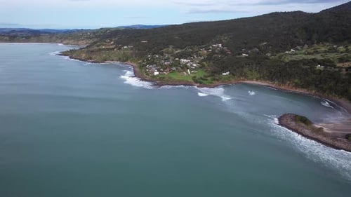 Whale Bay Beachfront Paradise - Holiday Homes In Raglan, Waikato, New Zealand. Aerial Shot