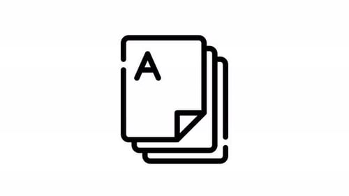 Animated Document Pages Icon with Text Reveal
