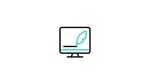 Minimalist Line Art Monitor with Digital Signature Animation