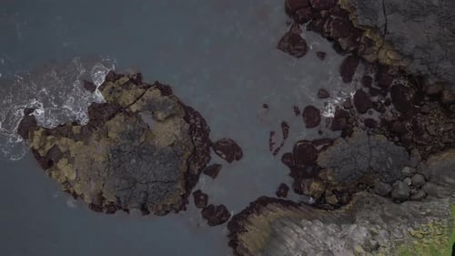 Aerial View of Rocky Coastal Formations in Iceland