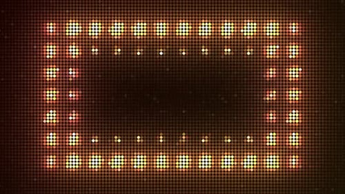 Marquee Light Board Sign Retro on Black Background Bright Golden Light Bulbs for Banner or Sign