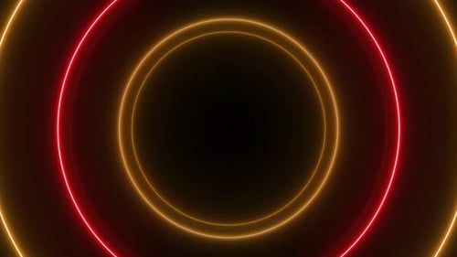Abstract circle laser neon light glowing background 4K