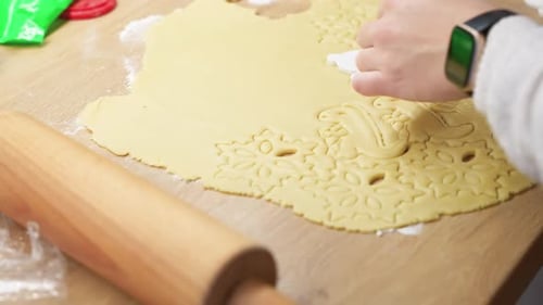 Close-up of Christmas Cookie Dough Being Prepped