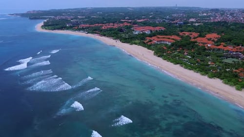 Seaside Panorama With Resorts Expansive View Of Coast Village Scenery