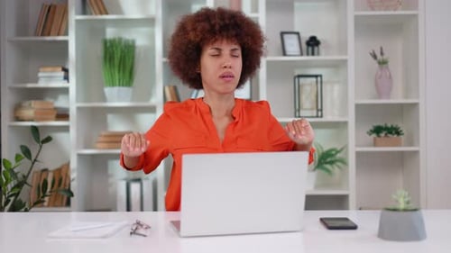 Multiethnic Woman Feeling Discomfort During Sudden Pain Back Sitting at Office