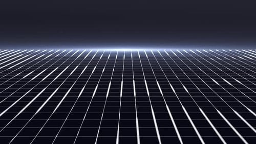 Minimal white grid surface morphing on black background.