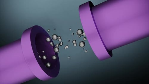 Abstract 3D Flow of Particles Through Connecting Pipes