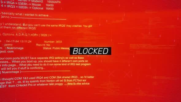 Cyber Glitch Blocked Message on Red Screen, Backgrounds Motion Graphics ...
