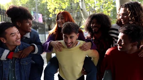 Diverse Group of Friends Having Fun in the City