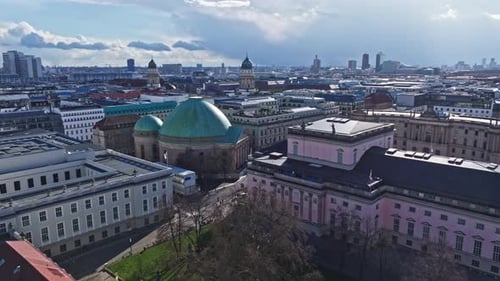 Aerial view revealing Berlin city center , Germany