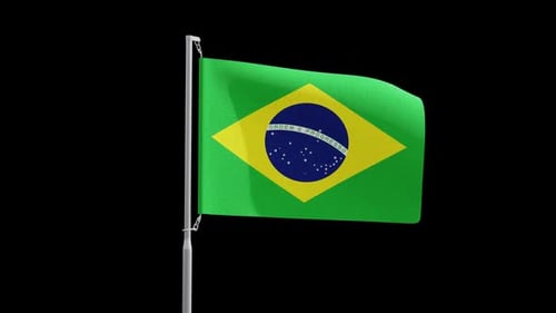 Waving Flag of Brazil on Transparent Background
