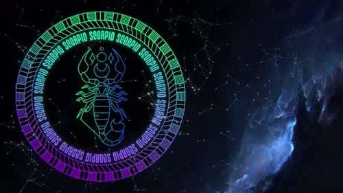 Glowing Neon Scorpio Zodiac Sign Animation