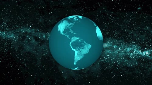 Spinning Earth planet sphere with galaxy in space, Science and technology video concept. 1319