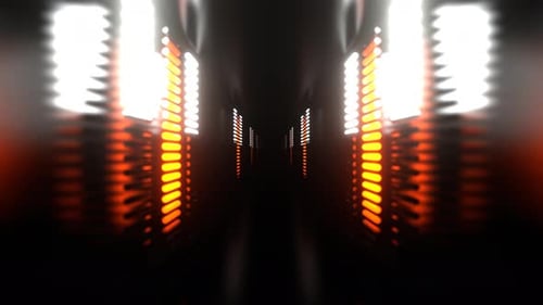 White And Orange Endless Tunnel With Neon Equalizer Background VJ Loop In 4K