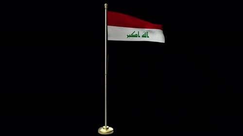 Flagge des Iraks mit Stange Geschwungene Flagge Alpha