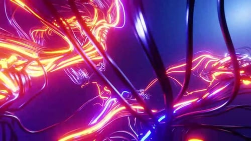 Abstract Flowing Neon Lines Futuristic Digital Background
