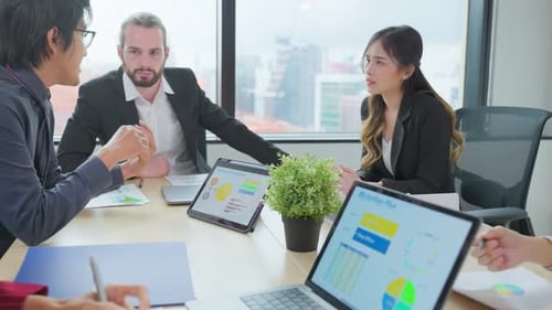 Group of multi-Ethnic businessman and businesswoman working together in the office