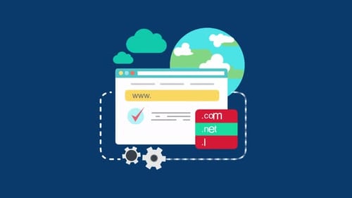 Flat Design Animation of Website Domain Registration Concept