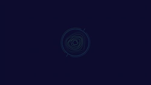 Animation en boucle d'un contour topographique dans un élément HUD circulaire