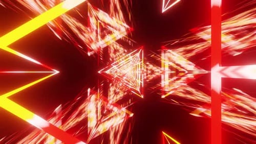 Fire Orange Triangle Space Tunnel Multicolored Vj Loop Seamless Background