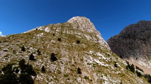Aerial views of a peak in a famous mountain in Spain