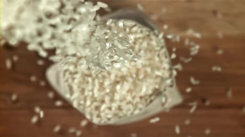 The Rice Falls Into the Bag Filmed on a Highspeed Camera at 1000 Fps
