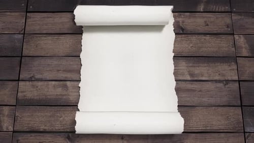 Epic White Scroll Opens on wooden background